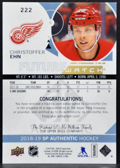 2018-19 SP Authentic Future Watch Auto Christoffer Ehn RC Auto 790/999 3852
