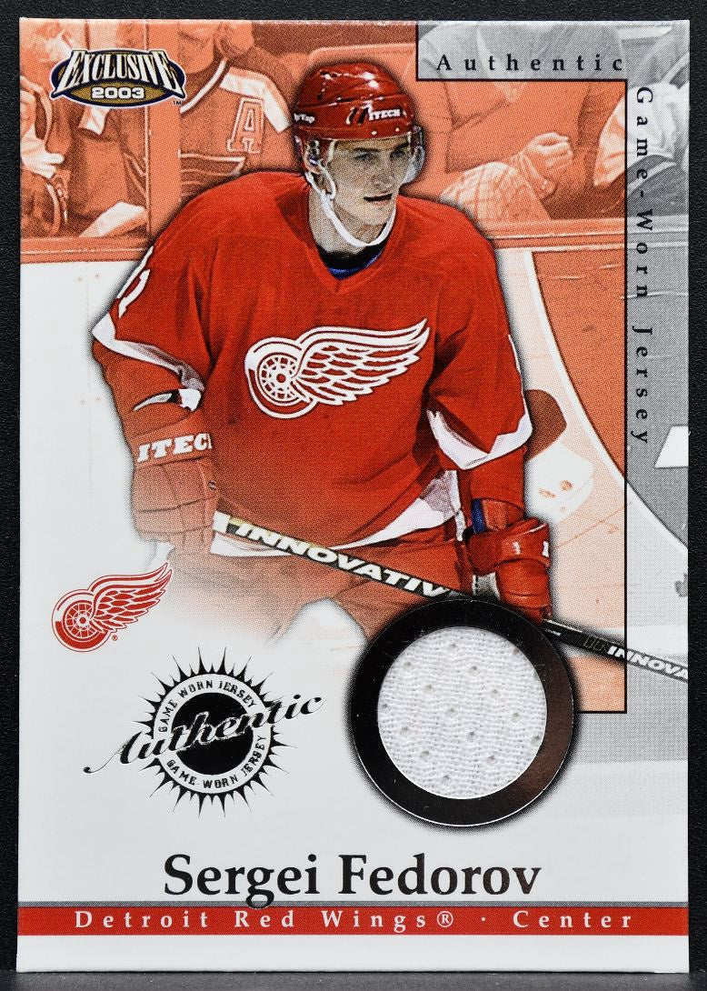 2002-03 Pacific Exclusive Jerseys Sergei Fedorov 7 Detroit Red Wings Jersey 3452