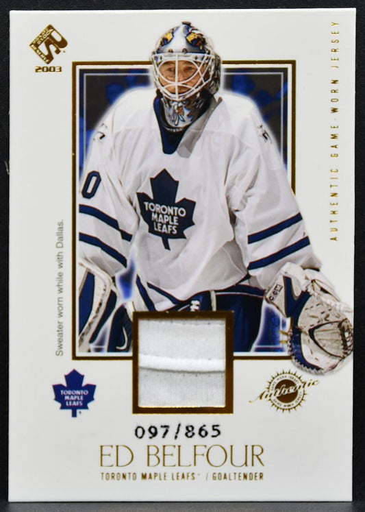 2002-03 Pacific Private Stock Reserve Ed Belfour Maple Leafs 097/865 Patch 2953