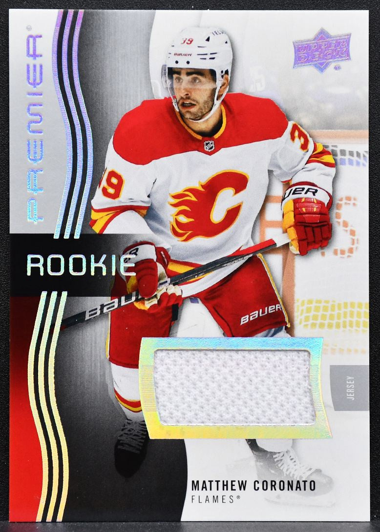 2023-24 UD Premier Rookie Jersey Matthew Coronato 111 Flames RC Jersey 6101