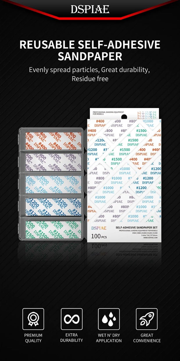 DSPIAE DSP-S01 Reusable Self-Adhesive Sandpaper Set