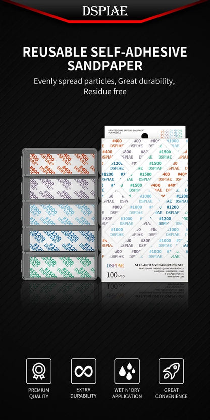 DSPIAE DSP-S01 Reusable Self-Adhesive Sandpaper Set