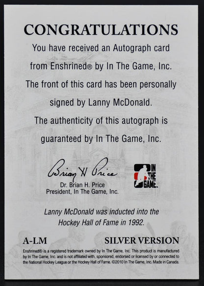 2010-11 In The Game Decades 1980s Lanny McDonald A-LM Auto