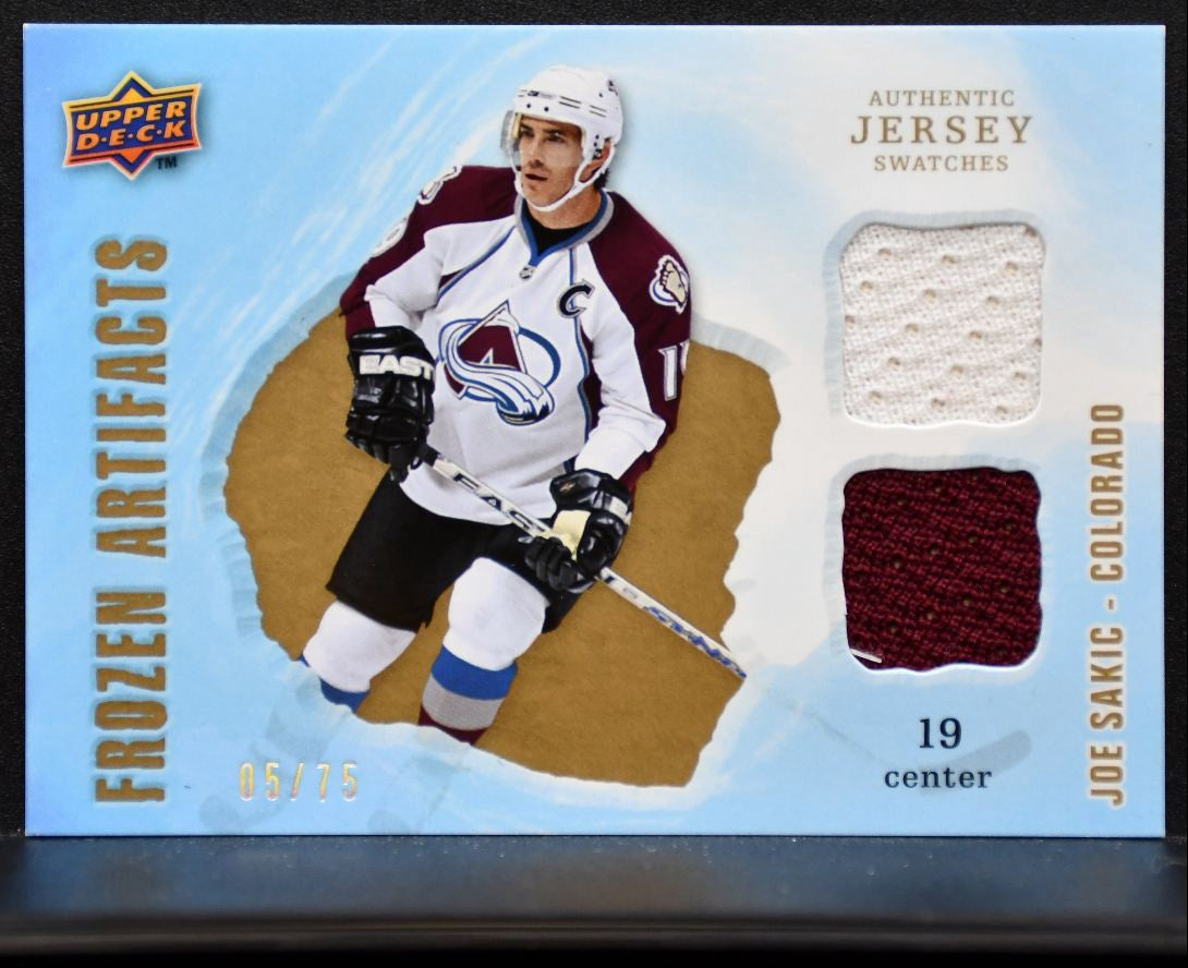 2008-09 UD Artifacts Frozen Dual Gold Joe Sakic Avalanche 05/75 Jersey 6798