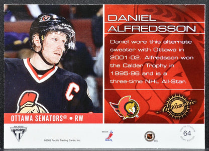 2001-02 Pacific Private Stock Titanium Jersey Daniel Alfredsson Jersey 3697