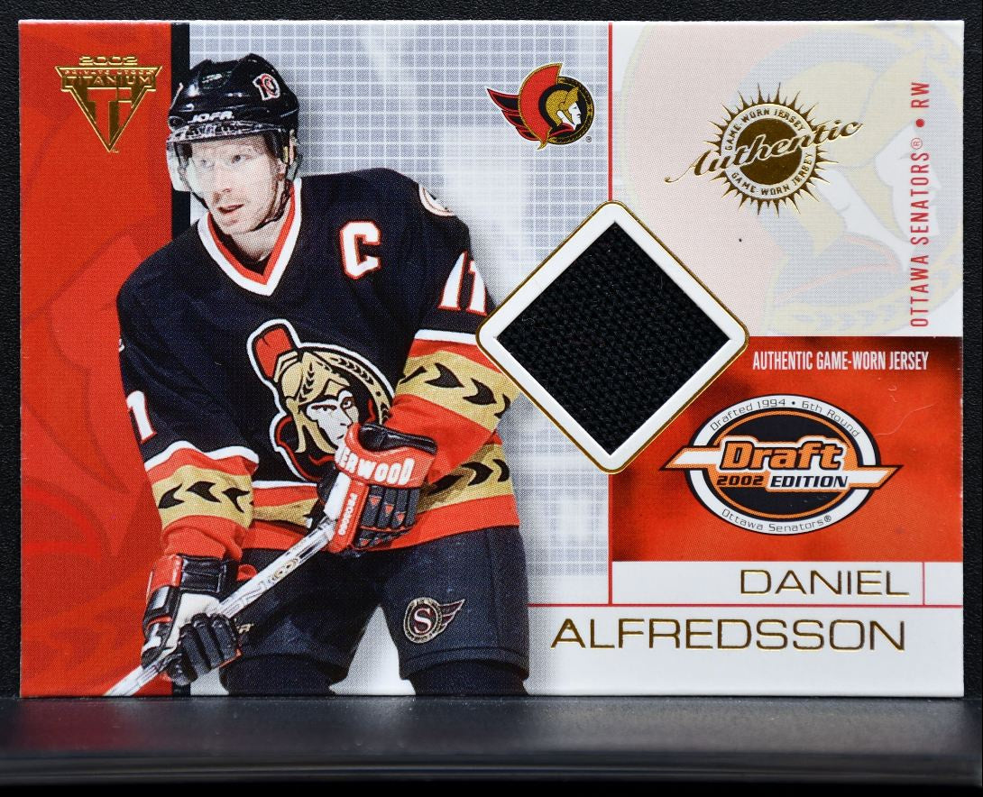 2001-02 Pacific Private Stock Titanium Jersey Daniel Alfredsson Jersey 3697