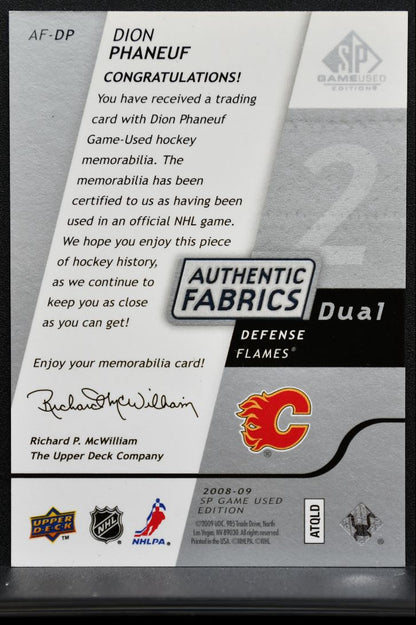 2009-10 SP Game Used Authentic Fabrics Dual Dion Phaneuf Flames Jersey 0887