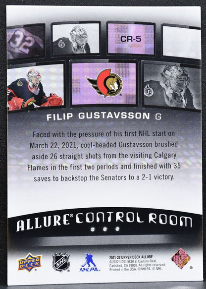 2021-22 Upper Deck Allure Control Room Filip Gustavsson CR-5 Senators RC 1228