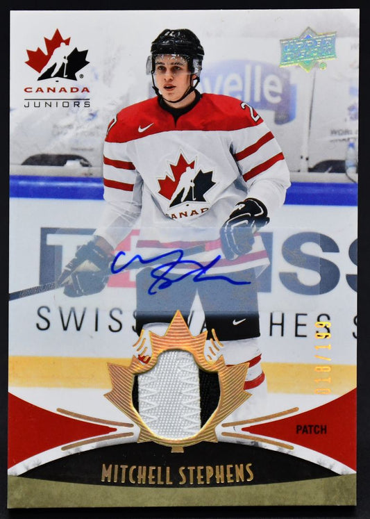 2016-17 UD Team Canada Juniors Auto Patch Mitchell Stephens 117 Auto /199 Patch