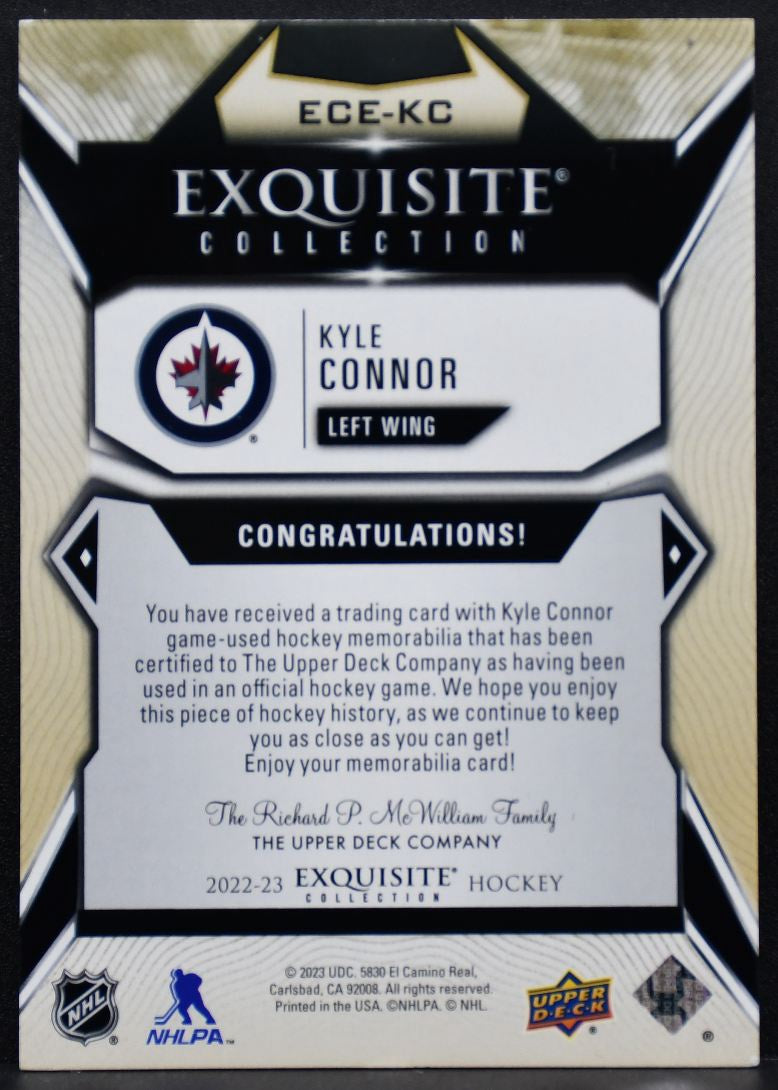 2022-23 Upper Deck Exquisite Collection Extra Kyle Connor 69/99 Jersey 8708