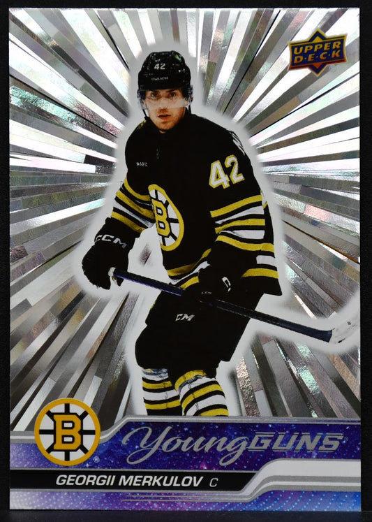 23-24 UD Extended Series Young Guns Outburst Georgii Merkulov 728 Bruins RC 3728