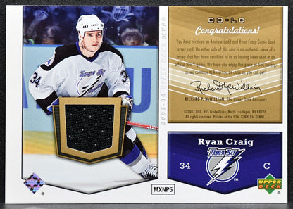 2007-08 UD MVP One on One Andrew Ladd/Ryan Craig OO-LC Hurricanes/Lightning 4398