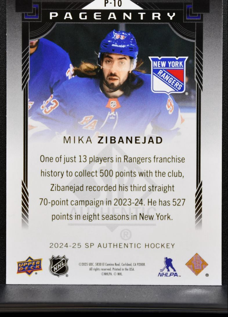 2024-25 SP Authentic Pageantry Mika Zibanejad P-10 New York Rangers 7856