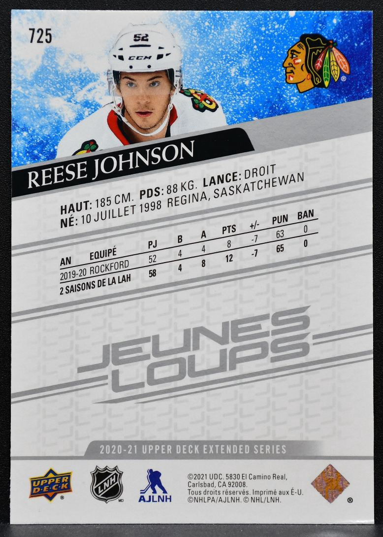 2020-21 UD Extended Series Young Guns Variante Francaise Johnson RC 2829