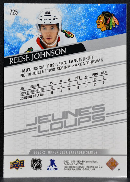 2020-21 UD Extended Series Young Guns Variante Francaise Johnson RC 2829
