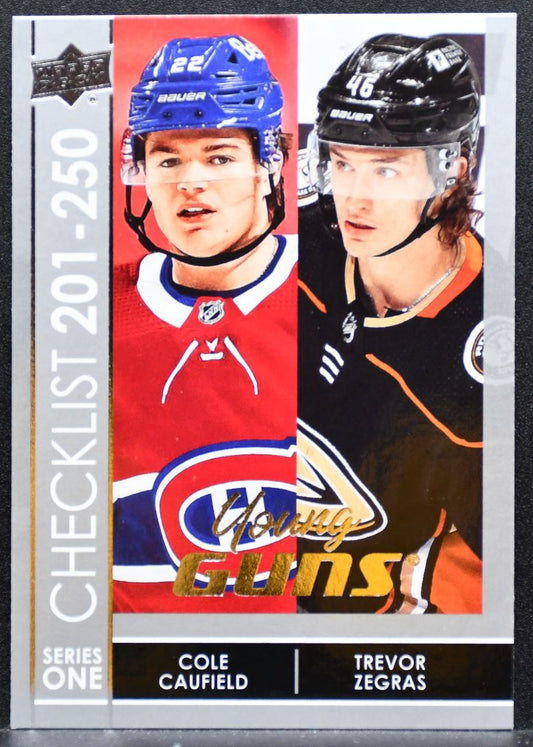 2021-22 UD Series 1 Checklist Young Guns Caufield/Zegras RC 8345