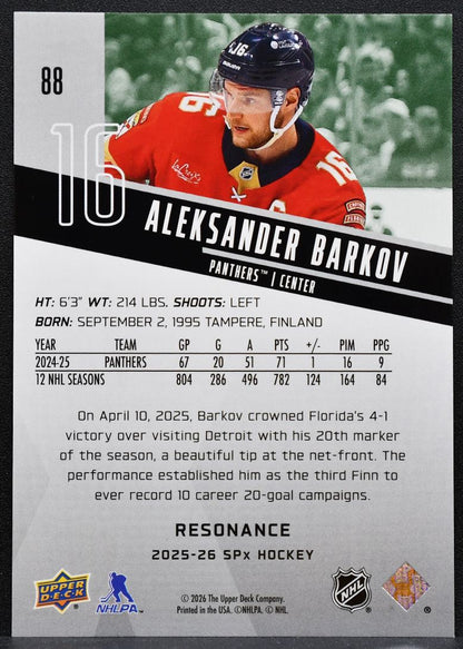 2025-26 SPx Resonance Aleksander Barkov 88 Florida Panthers 111/150 8181