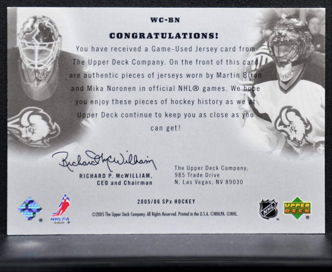 2005-06 SPx Winning Combos Dual Jersey Biron/Noronen /350 Jersey 2661