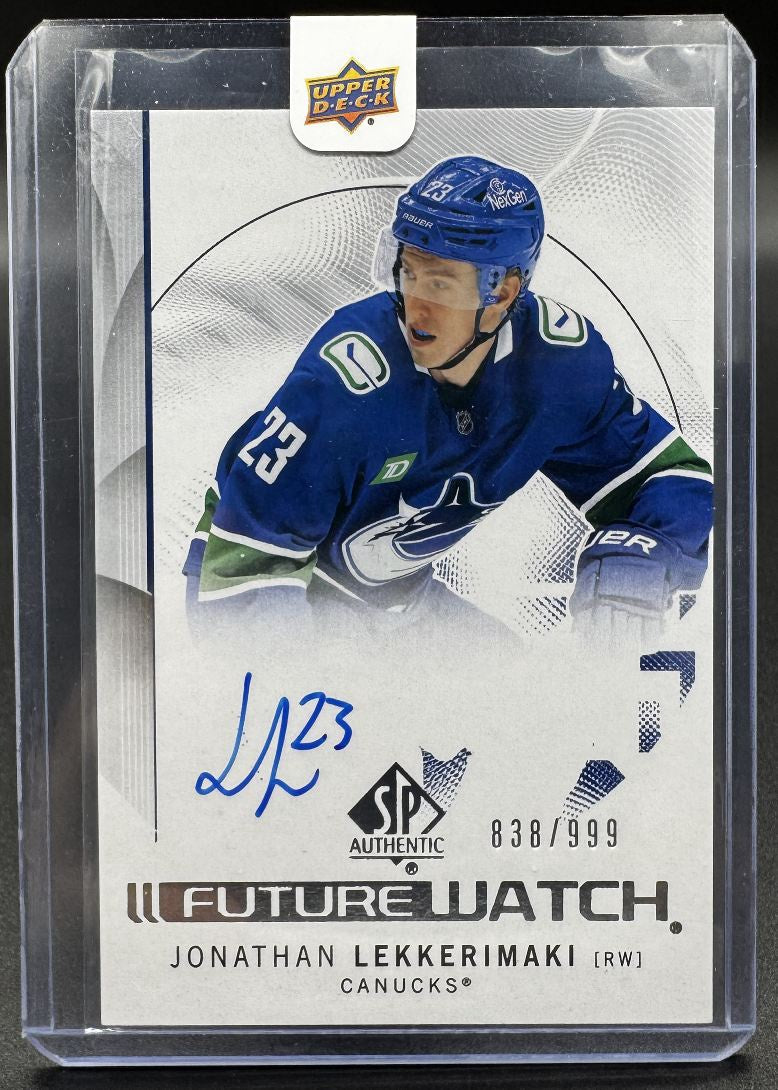 2024-25 SP Authentic Jonathan Lekkerimaki 199 Vancouver Canucks RC Auto 838/999