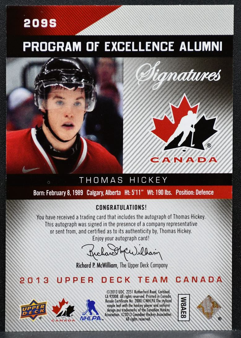 2013-14 UD Team Canada Program of Excellence Autographs Hickey Auto 032/175 1414