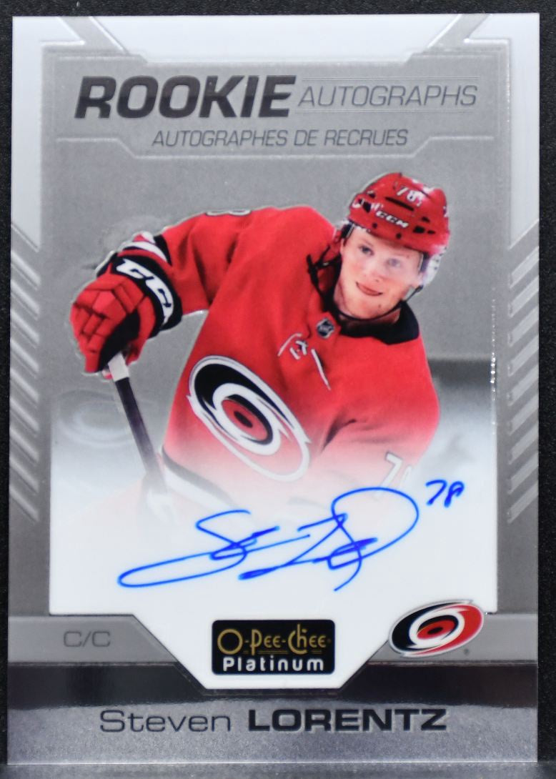 2020-21 O-Pee-Chee Platinum Rookie Auto Steven Lorentz Hurricanes RC Auto 7096