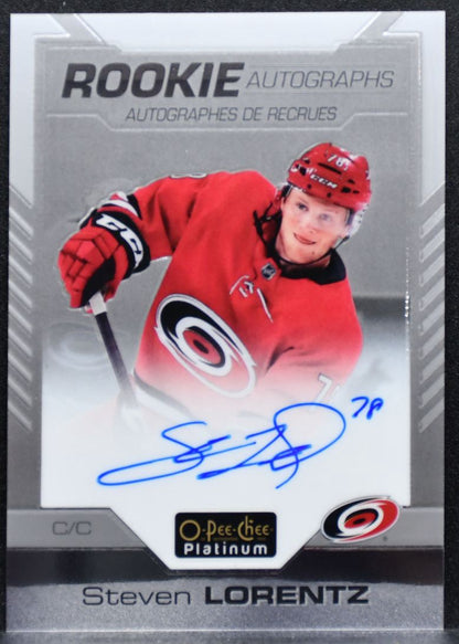 2020-21 O-Pee-Chee Platinum Rookie Auto Steven Lorentz Hurricanes RC Auto 7096