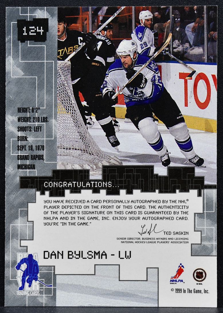 1999-100 Be a Player Millennium Autographs Gold Dan Bylsma 124 Auto 4396