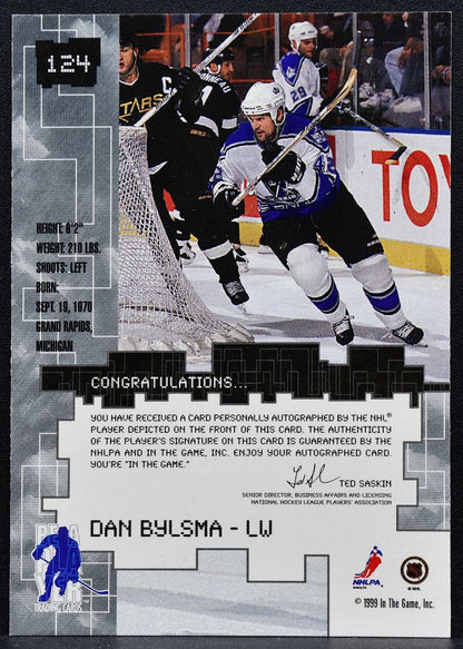 1999-100 Be a Player Millennium Autographs Gold Dan Bylsma 124 Auto 4396