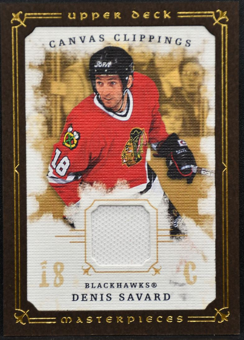 2008-09 UD Masterpieces Canvas Clippings Brown Savard Blackhawks Jersey 2058