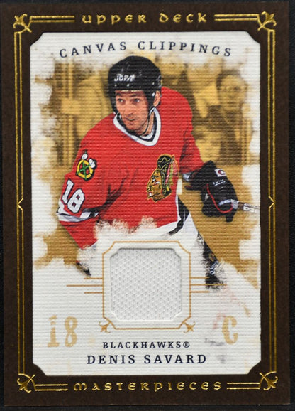 2008-09 UD Masterpieces Canvas Clippings Brown Savard Blackhawks Jersey 2058