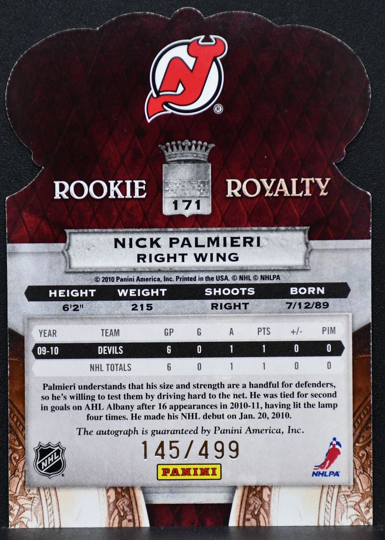 2010-11 Panini Crown Royale Royalty Palmieri 171 Devils RC Auto 145/499 2636