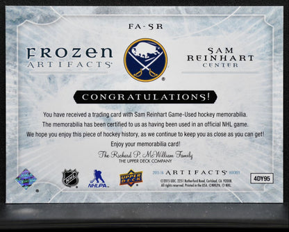 2015-16 UD Artifacts Frozen Blue Sam Reinhart FA-SR Jersey 9196