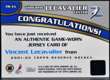 2001-02 Topps Reserve Jersey Relic Vincent Lecavalier Lightning Jersey 1358