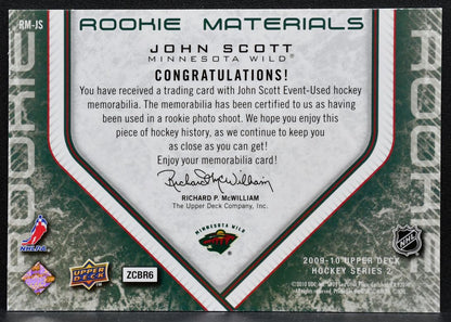 2009-10 Upper Deck Series 2 Rookie Materials John Scott Wild RC Jersey 4690
