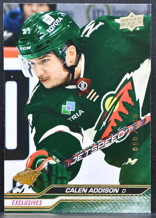 2023-24 Upper Deck Series 1 Exclusives Calen Addison 92 Wild 050/100 1617