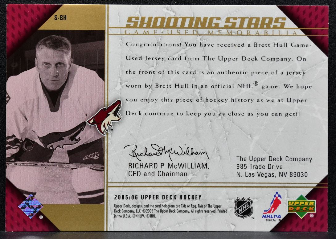 2005-06 Upper Deck Shooting Stars Brett Hull S-BH Phoenix Coyotes Jersey 8542