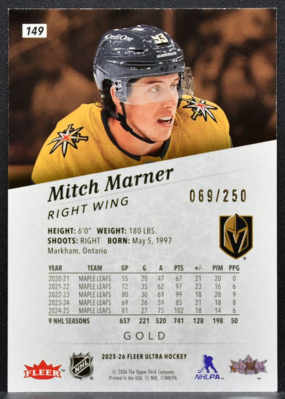 2025-26 Fleer Ultra Gold Mitch Marner 149 Vegas Golden Knights 069/250 3653