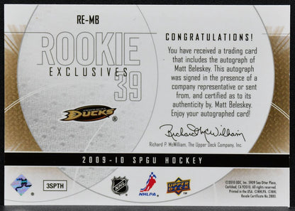 2009-10 SP Game Used Rookie Exclusives Autographs Matt Beleskey RC Auto 0725