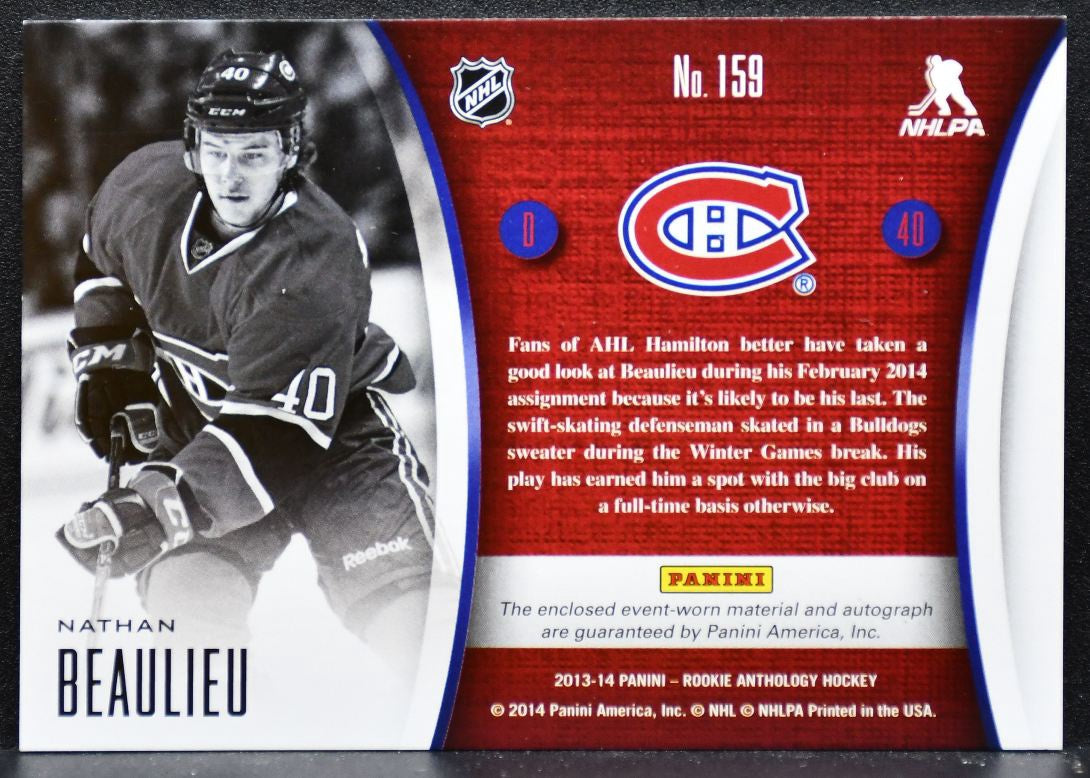 2013-14 Panini Anthology Selection Auto Beaulieu RC Auto 044/249 Jersey 6136
