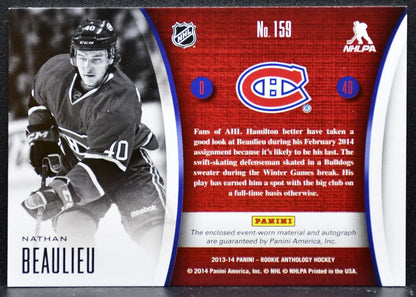 2013-14 Panini Anthology Selection Auto Beaulieu RC Auto 044/249 Jersey 6136