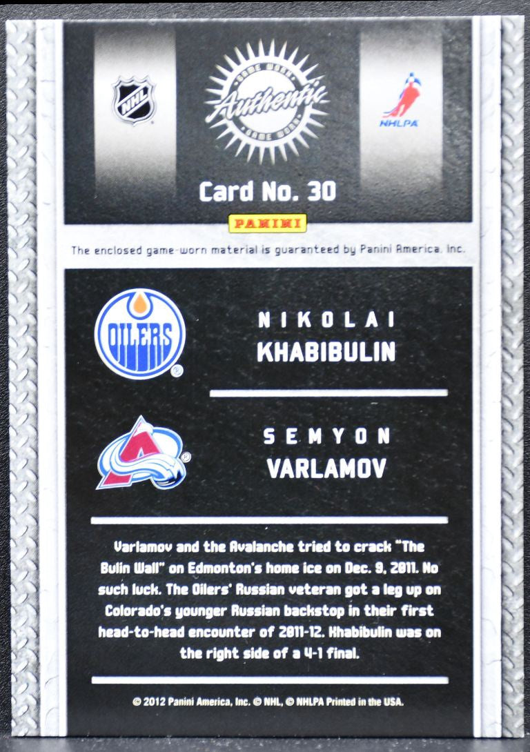2011-12 Titanium GW Gear Dual Prime Khabibulin/Varlamov 18445 Patch 8808