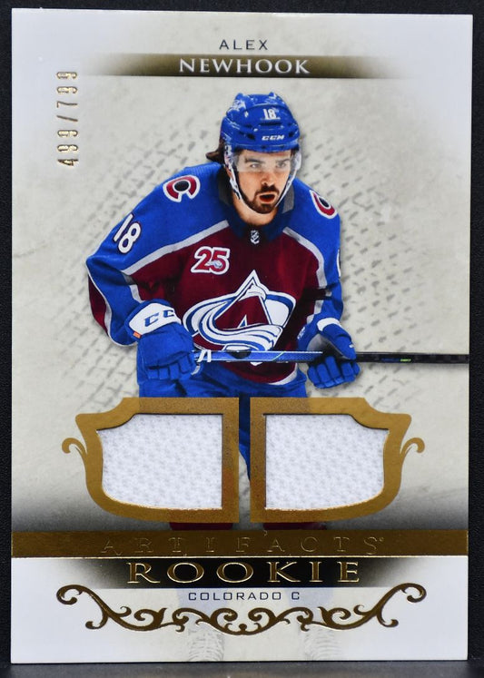 21-22 UD Artifacts RC Gold Material Alex Newhook Colorado Avalanche /799 Jersey 3002