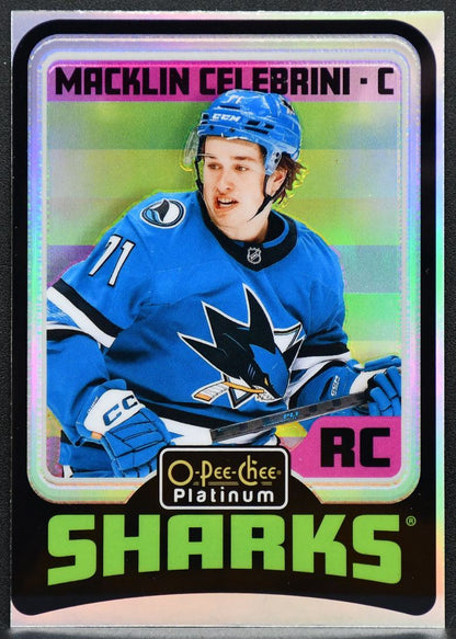2024-25 OPC Platinum Retro Rookie Rainbow Macklin Celebrini R91 Sharks RC 8249