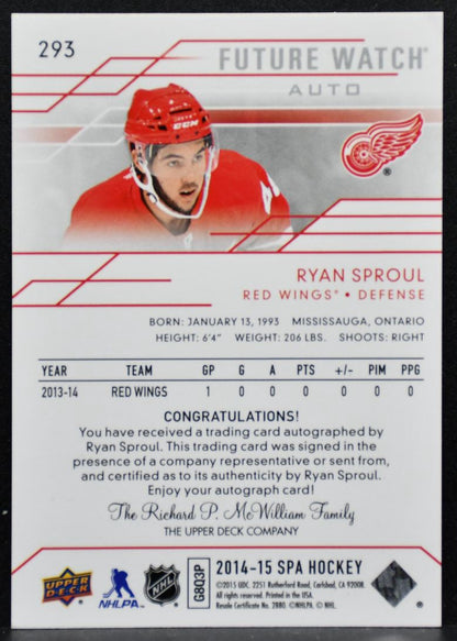 2014-15 SP Authentic Future Watch Auto Ryan Sproul RC Auto 495/999 3722