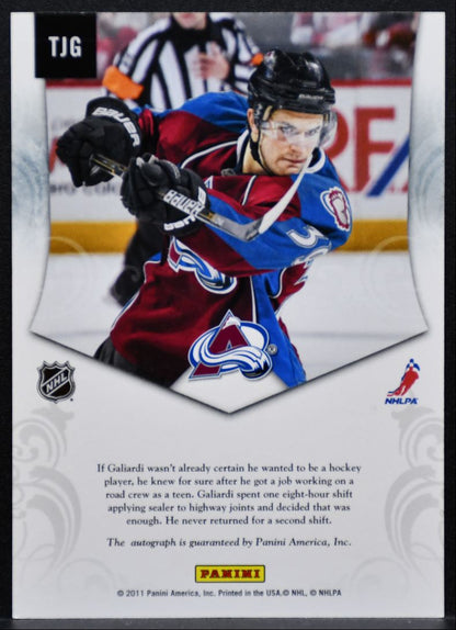 2011-12 Panini Private Signings T.J. Galiardi TJG Colorado Avalanche Auto 9434