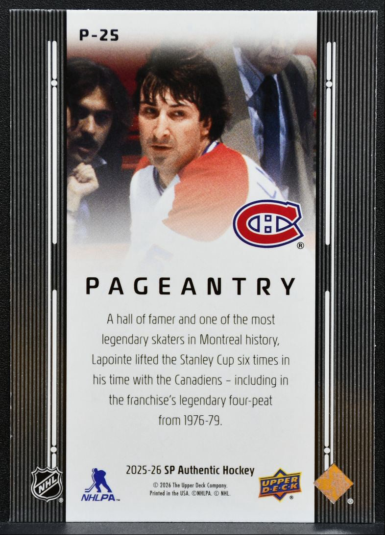 2025-26 SP Authentic Pageantry Guy Lapointe P-25 Montreal Canadiens 3420