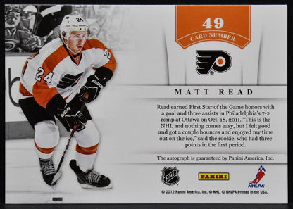 2011-12 Panini Contenders NHL Ink Matt Read 49 Philadelphia Flyers Auto 5910