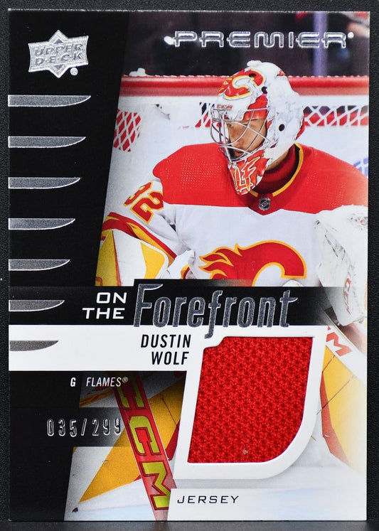 23-24 UD Premier Om The Forefront Jersey Dustin Wolf OFR-DW Flames /299 Jersey 2868