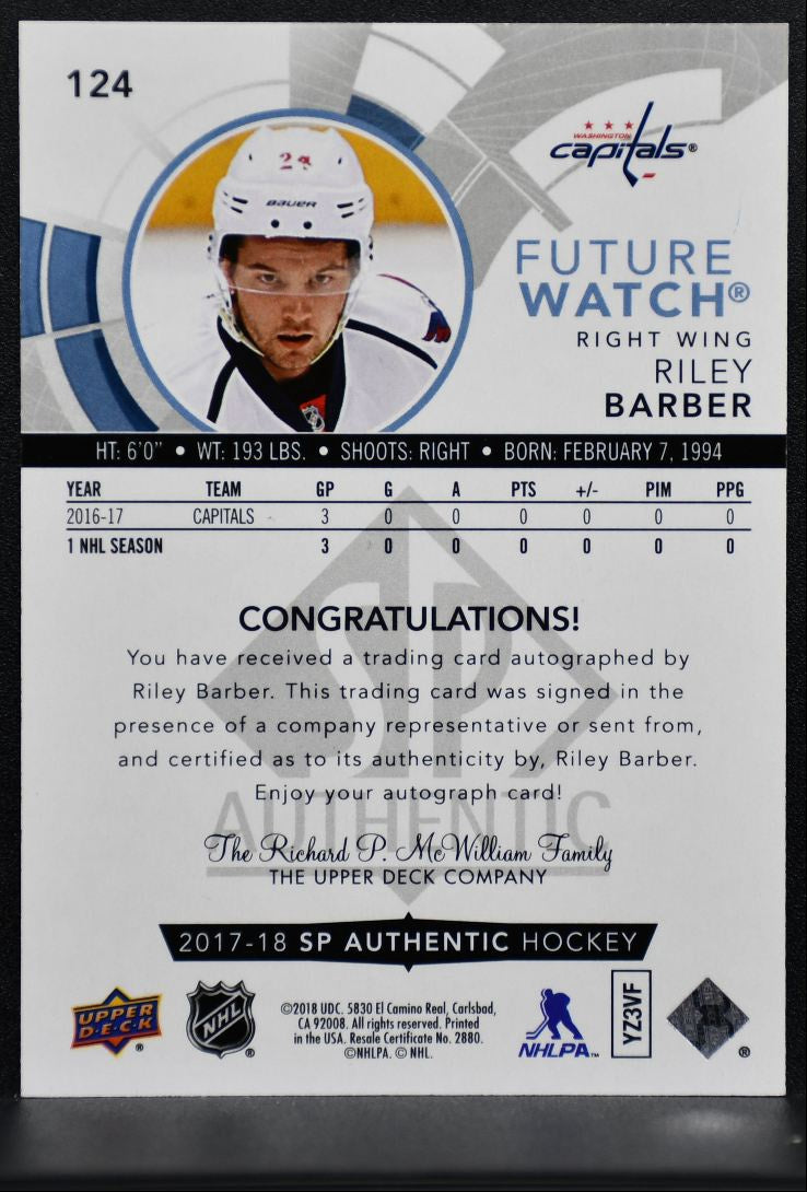 2017-18 SP Authentic Future Watch Auto Riley Barber Auto /999 1336