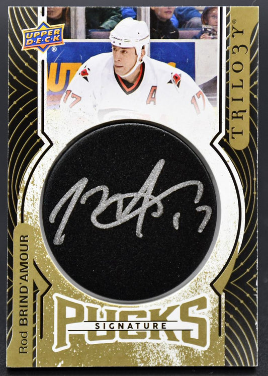 Rondelles signature UD Trilogy 2017-18 Rod Brind'Amour SP-RB Hurricanes de la Caroline